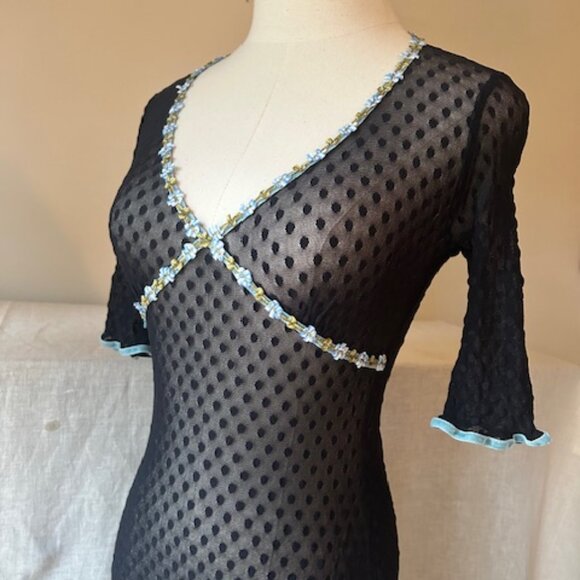 ***SOLD***Vintage Betsey Johnson New York Swiss Dot Mesh Maxi Dress - Picture 4 of 8